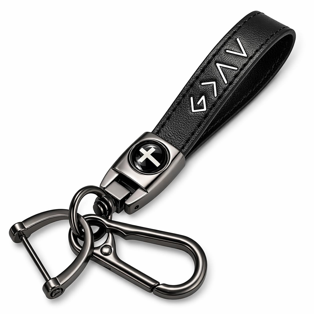 Christian Cross Leather Keychain, God Is Greater Than the Highs and Lows, Baptism Confirmation Graduation Gifts