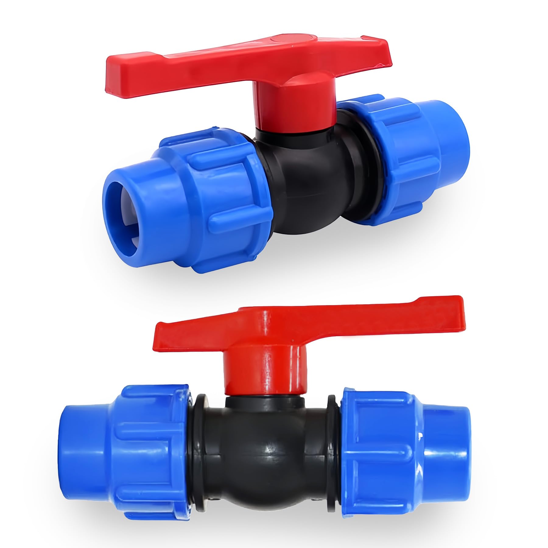 LEPEVNEY Water Pipe Valve 25mm Stop Tap Valve HDPE Water Pipe Compression Ends, 3/4", Pack of 2, 25mm *2