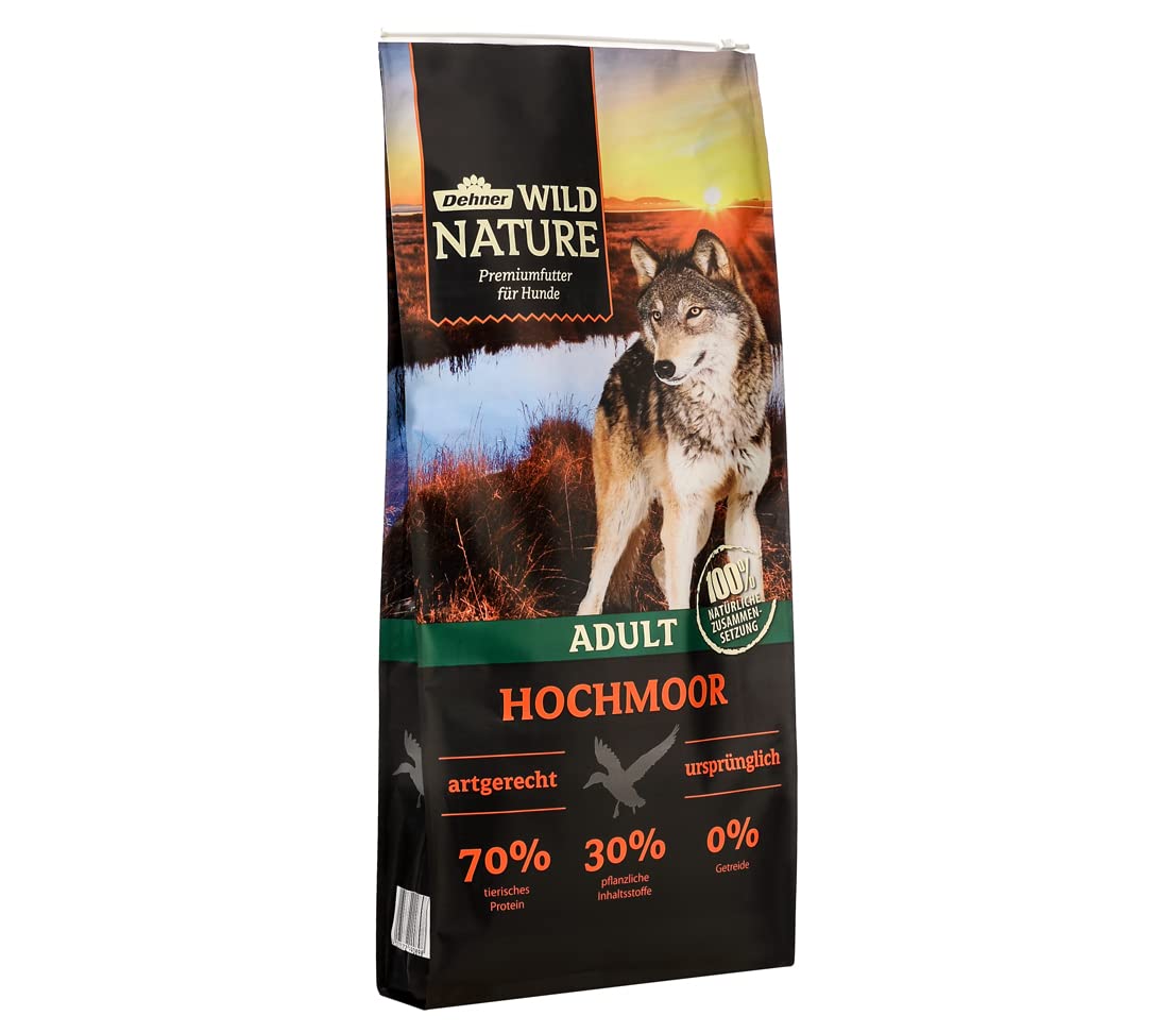 Dehner Wild Nature karma dla psów wysokich, sucha karma bez zbóż/bez cukru, dla dorosłych psów, kaczka, 12 kg