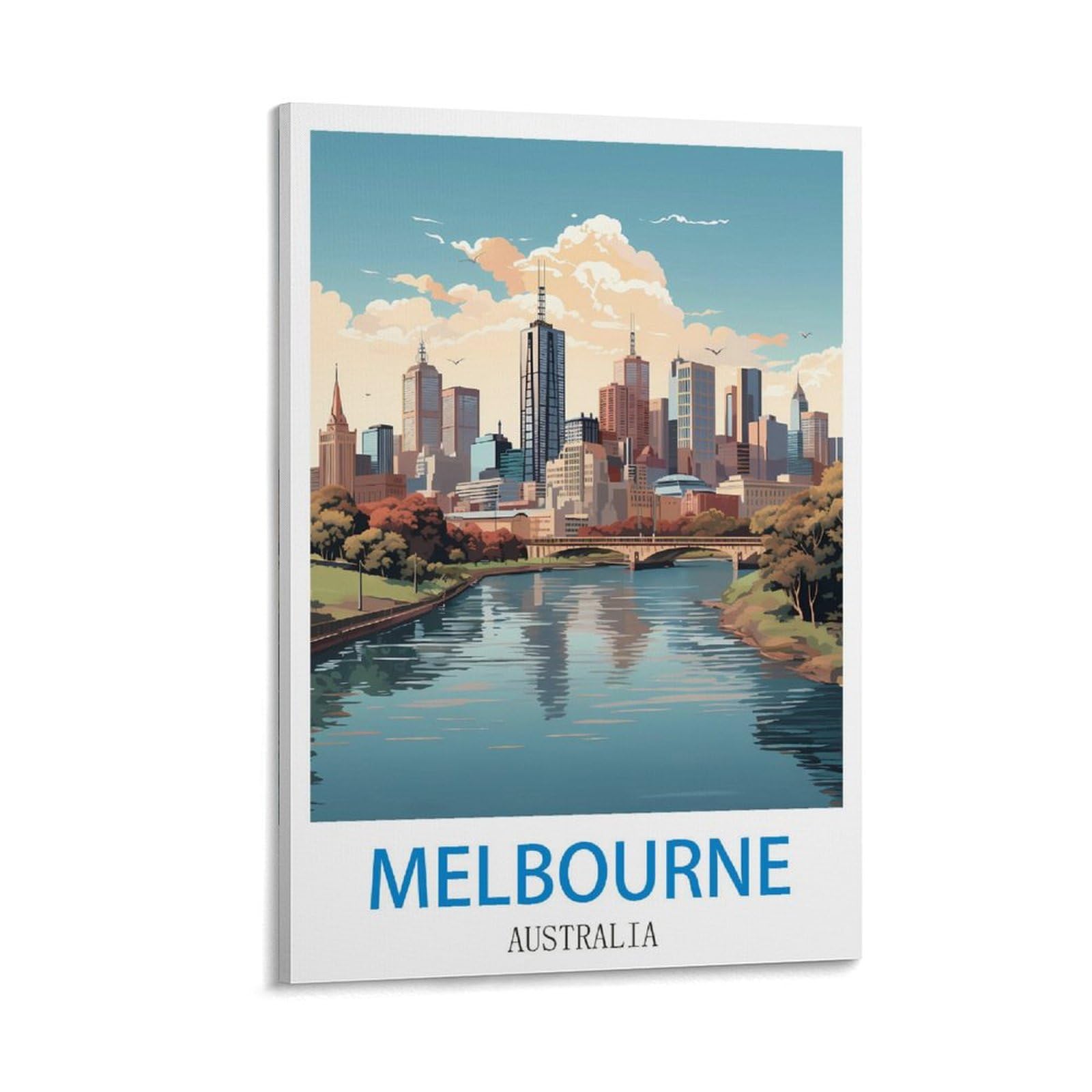 Zhilijing Frame-Style Melbourne Australia Vintage Travel Posters 16X24inch(40X60cm) Decorative Painting Canvas Wall Posters And Art Picture Print Modern Family Bedroom Decor Posters