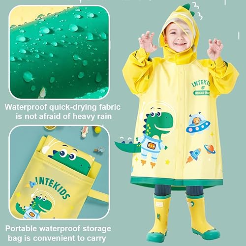 Miniatura 3 de Chubasqueros con capucha para niños, poncho de lluvia impermeable, traje de lluvia para niños y niñas, lindo traje de lluvia de dibujos animados 3D,