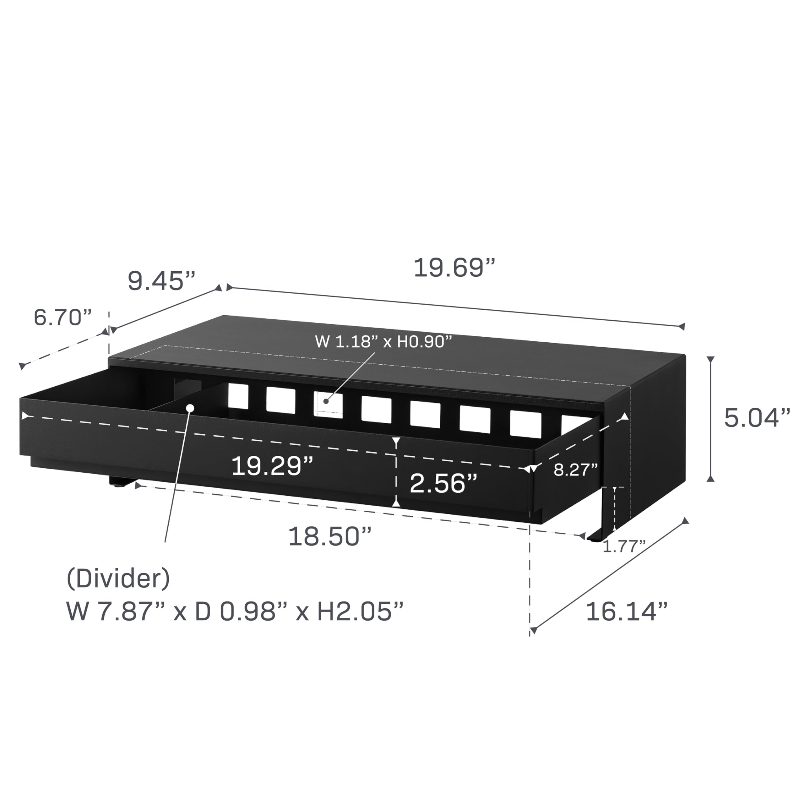 Yamazaki Tower 10188 - Supporto per monitor con cassetto, in acciaio, magnete, polipropilene, silicone, poliestere, minimalista, 24-41 x 50 x 12,8 cm (lunghezza x larghezza x altezza)
