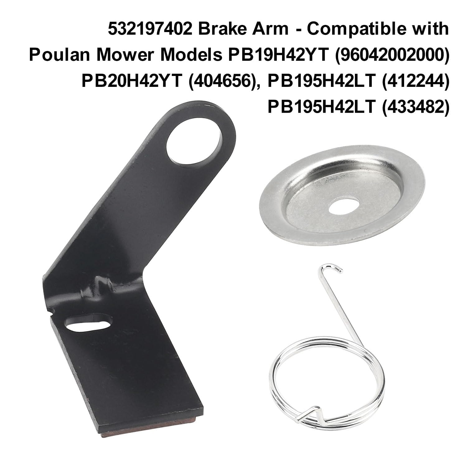 532197402 532199478 Kit de brazo de freno compatible con modelos Husqvarna AYP Craftsman Poulan de cubierta de cortacésped, compatible con YT16542T YT1942 YTH2042 YTH20K46