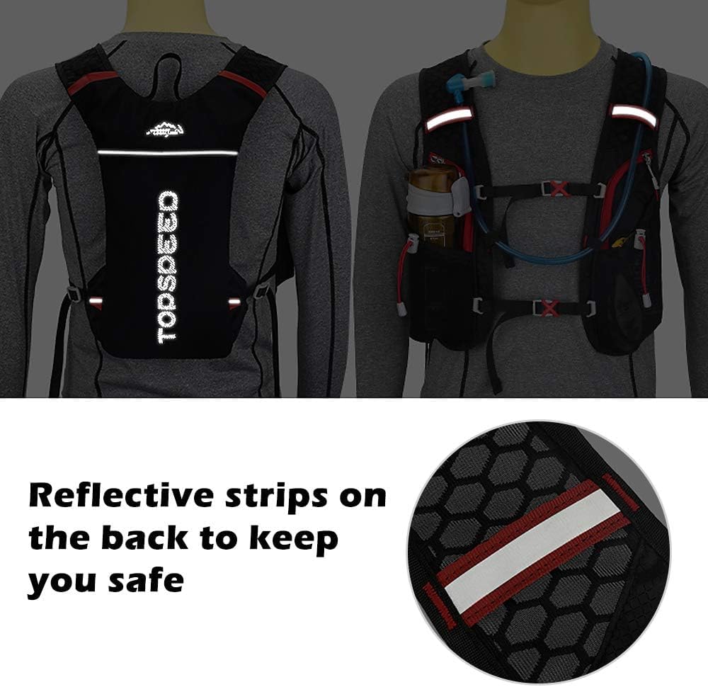 Mochila ligera de ciclismo al aire libre de 5 litros con bolsa de agua de 2 L para senderismo, correr y montañismo