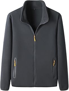 Mens Warm Winter Jackets-Zip Pockets, Fleece Jackets Full Zip Simple Warm Windbreaker Outwear With Stand Collar Stylish Versatile Outerwear Solid Colour Trench Coats Overcoat