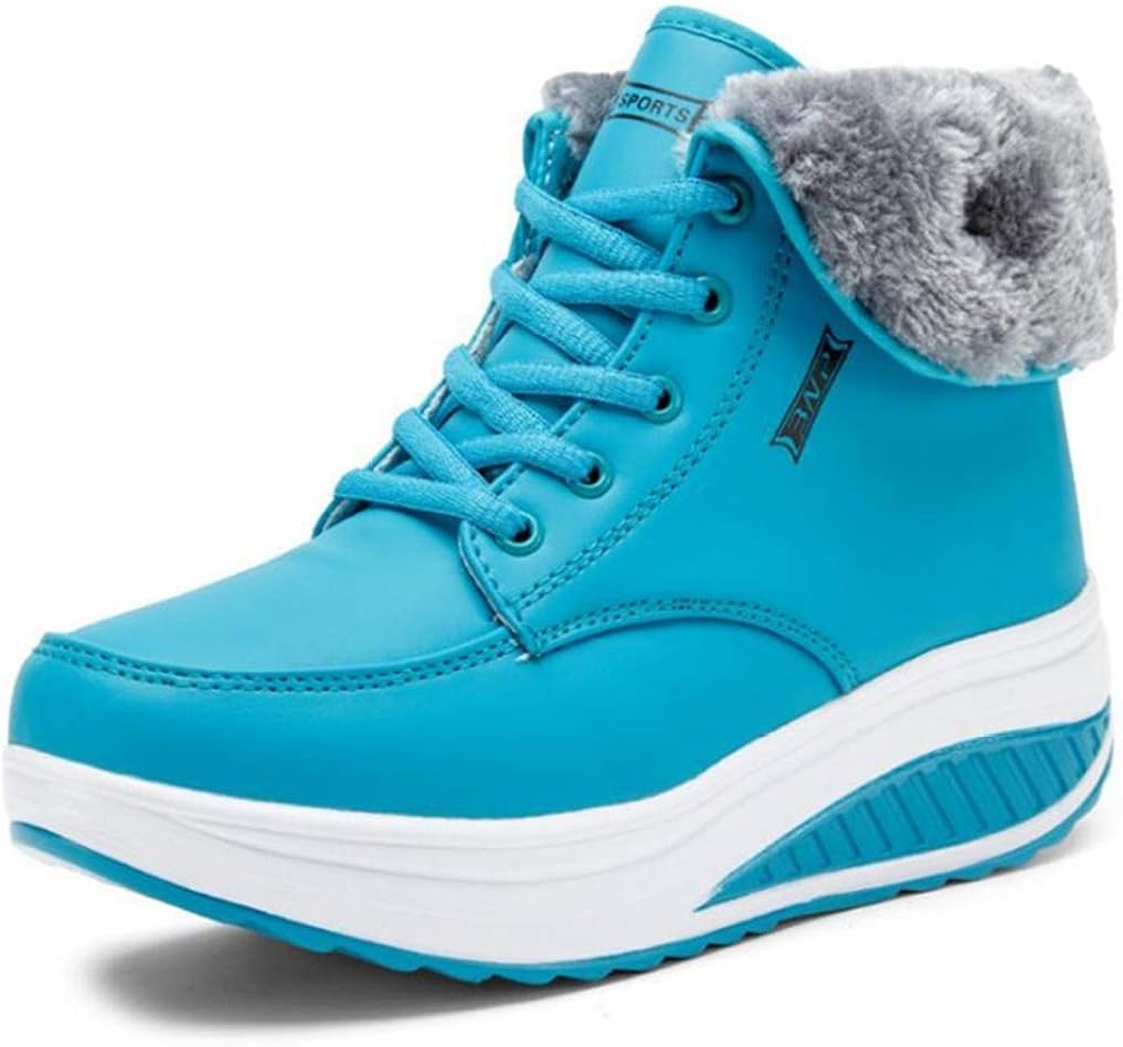 Women Winter Sneakers Warm Fur Plush Lining Soft Bottom 6CM Wedges