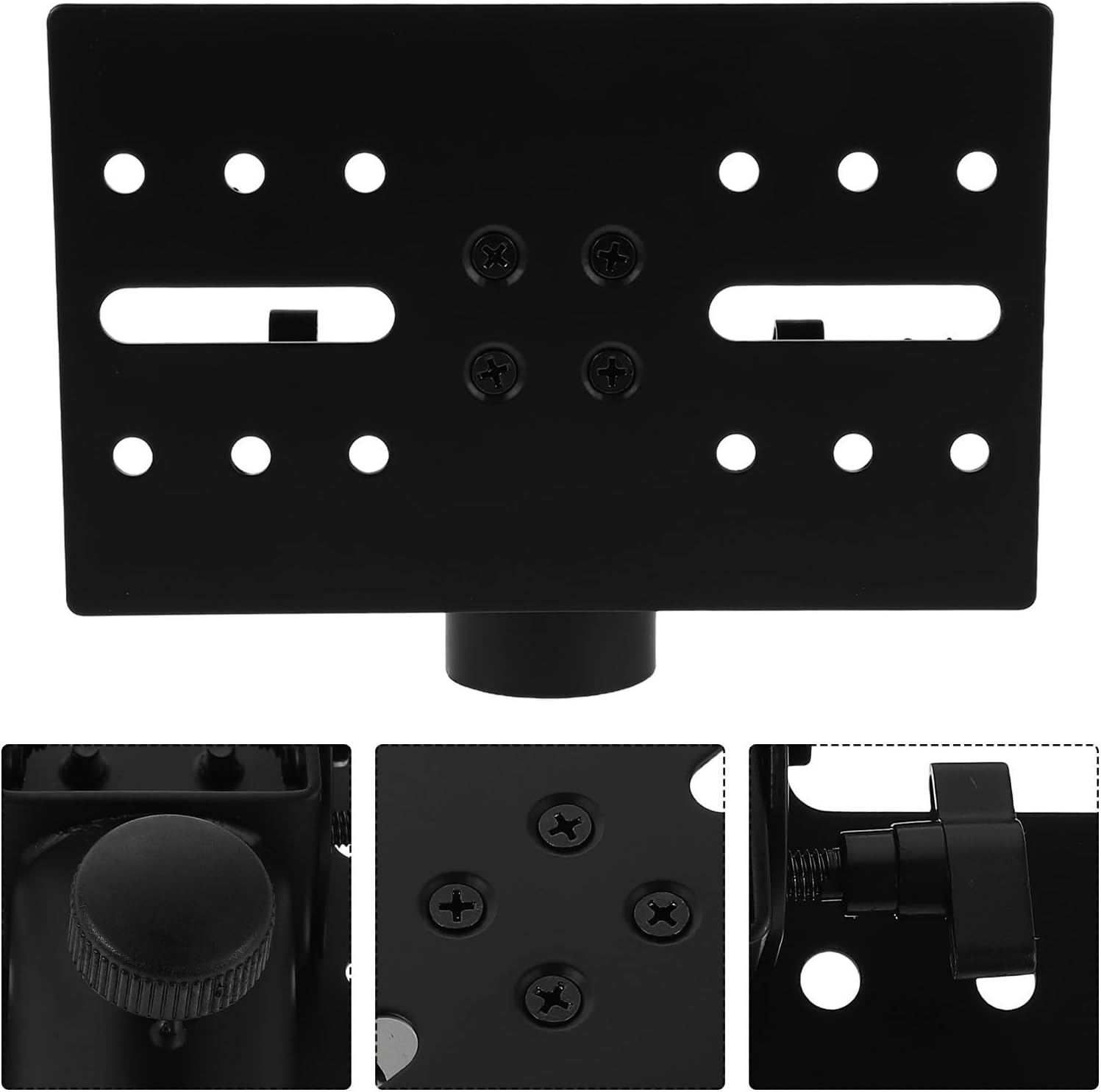 Healifty Heavy Duty Iron Speaker Stand Tray Platform 17.5x12.5cm with Adjustable Angle and Screw Holes Compatible with 35mm Tripod Brackets for Projectors and Tablets in Home Theaters