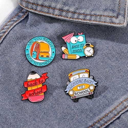 Image of Back to School Pins for Student Teacher Pins Bulk Back to School Gifts for Students Cute Back to School Brooches Enamel Lapel Pins for Backpack Clothes Teacher Brooch Pin Back to School Accessories-4