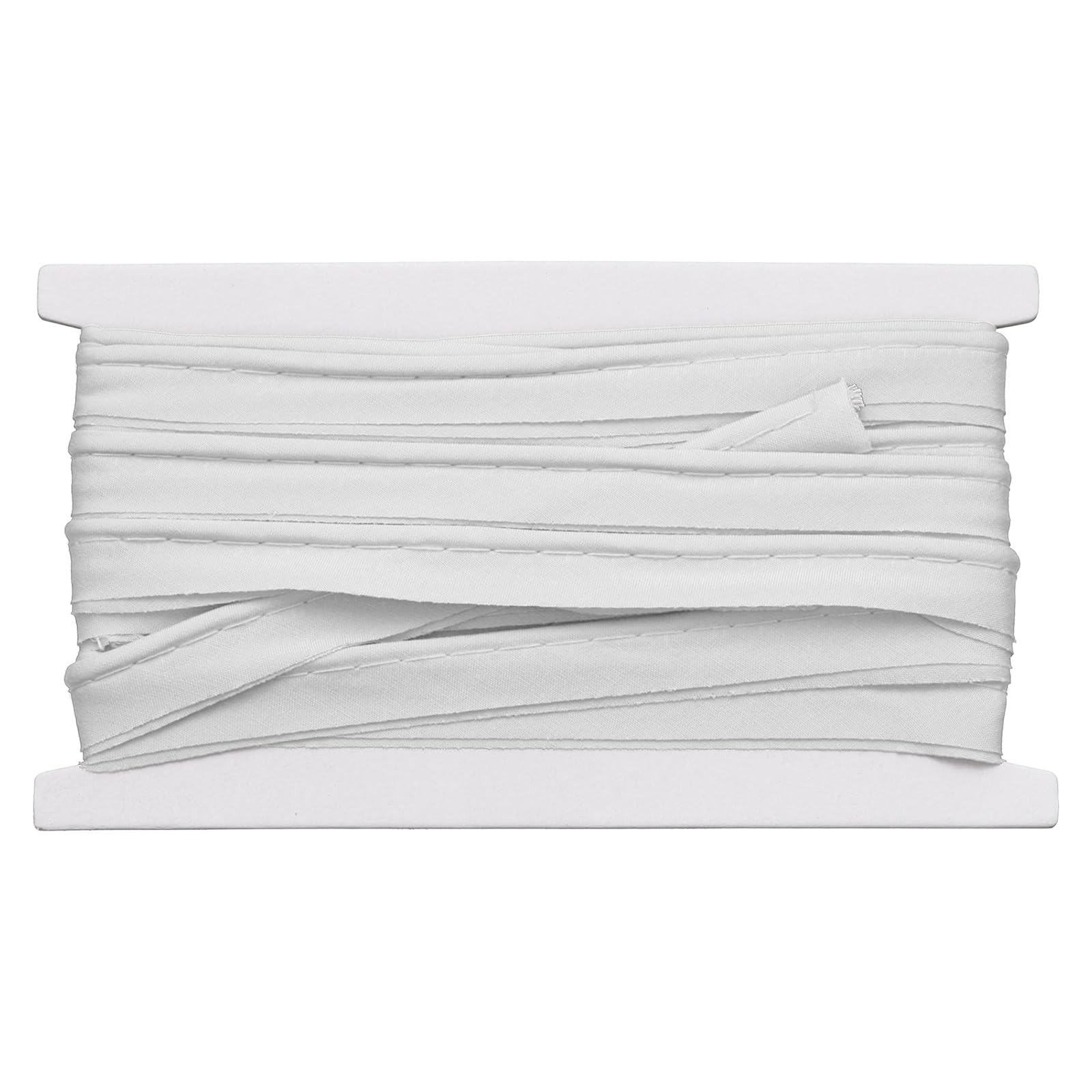 sourcing map Piping Trim Bias Tape, 1.5 cm 5.5M Cotton Folding Binding Tape with Welting Cord, Decorative Sewing Trim for Home Decor Sewing DIY Crafting Clothing Fabric Edge, White