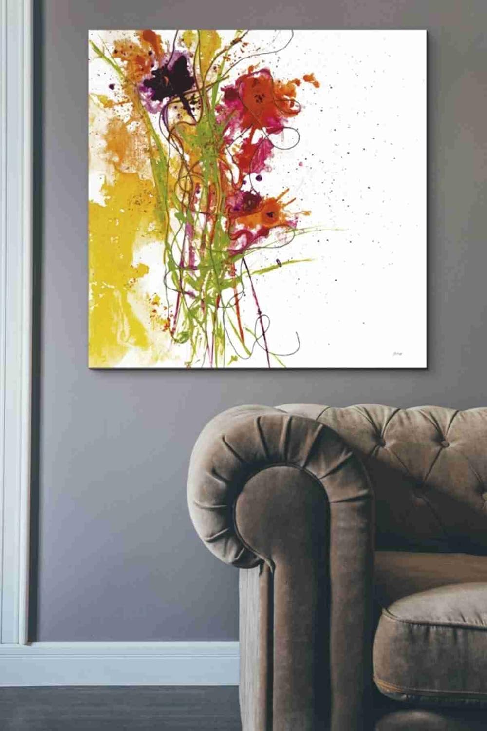 Epic Graffiti 'Flower Tango on White' by Jan Griggs, Canvas Wall Art, 37"x37"