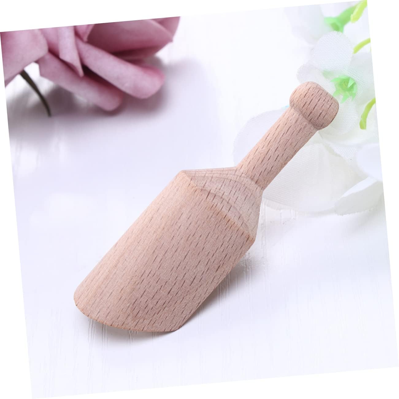 Mikinona 8pcs Tea Scoops Beech Flat Handle Small Shovels for Tea Powder and Spices Kitchen Accessory for