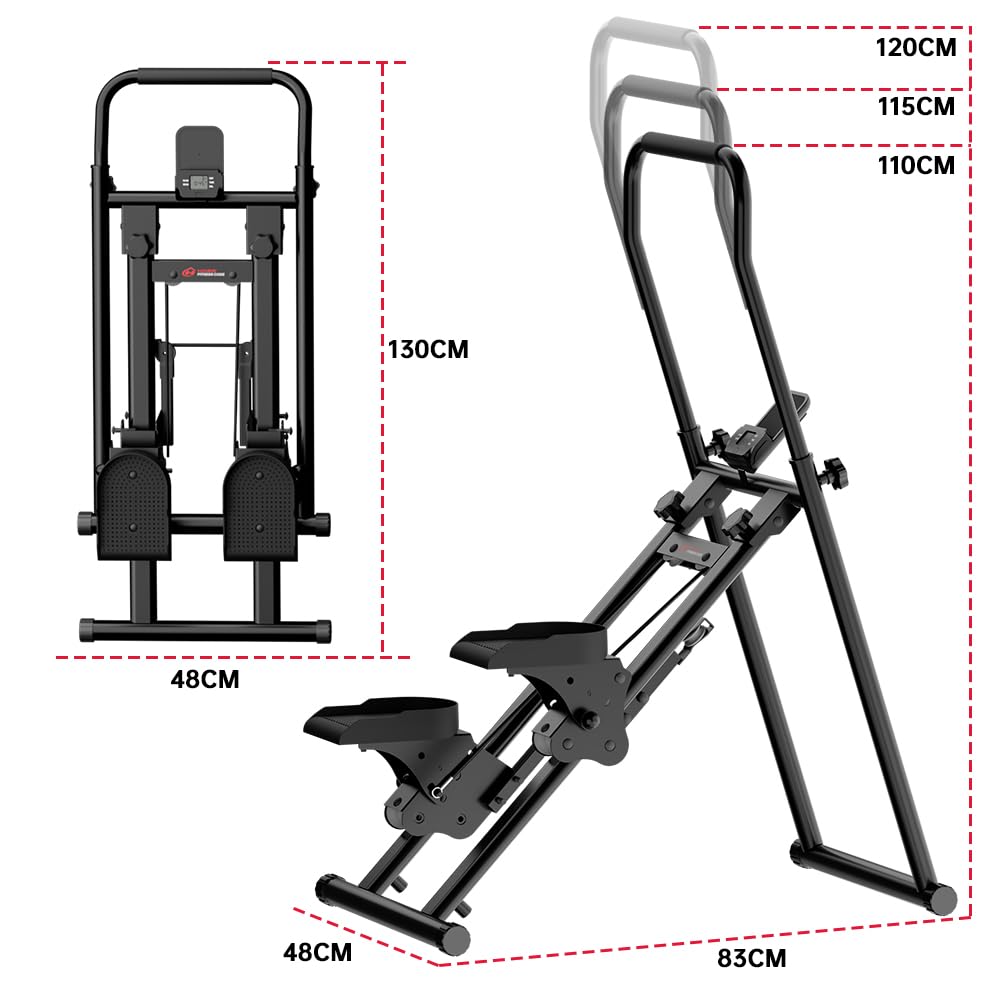 Scaletta macchina per palestra domestica, scalatore verticale pieghevole con regolazione in altezza a 3 livelli, portata 150 kg, display LCD, funzionamento silenzioso