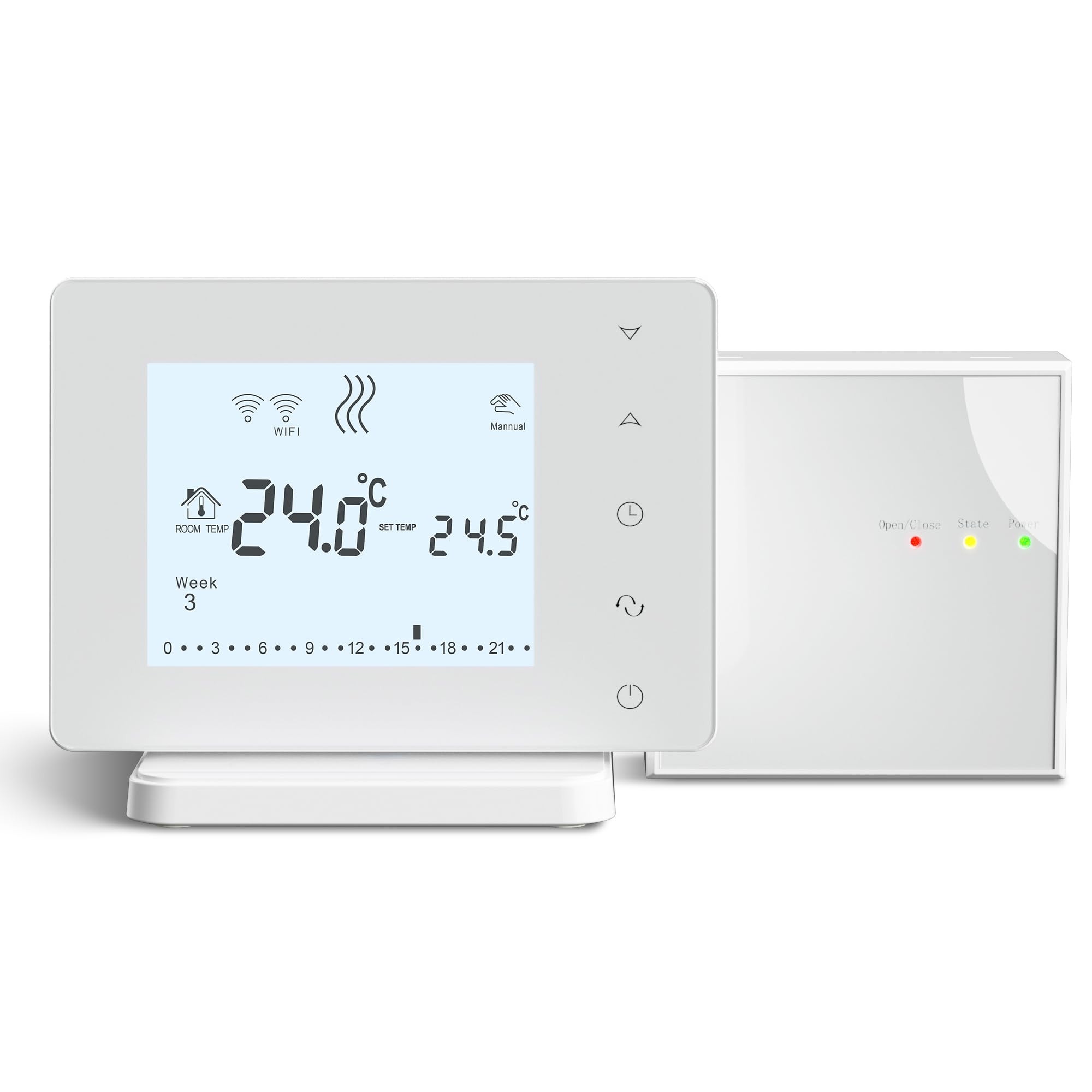 Beok Smart Thermostat für Wasser Fußbodenheizung und Gasheizkessel, RF und WiFi gesteuerter Raumthermostat, Wireless Programmierbarer Heizungsthermostat, Kompatibel mit Tuya APP Alexa Sprachsteuerung