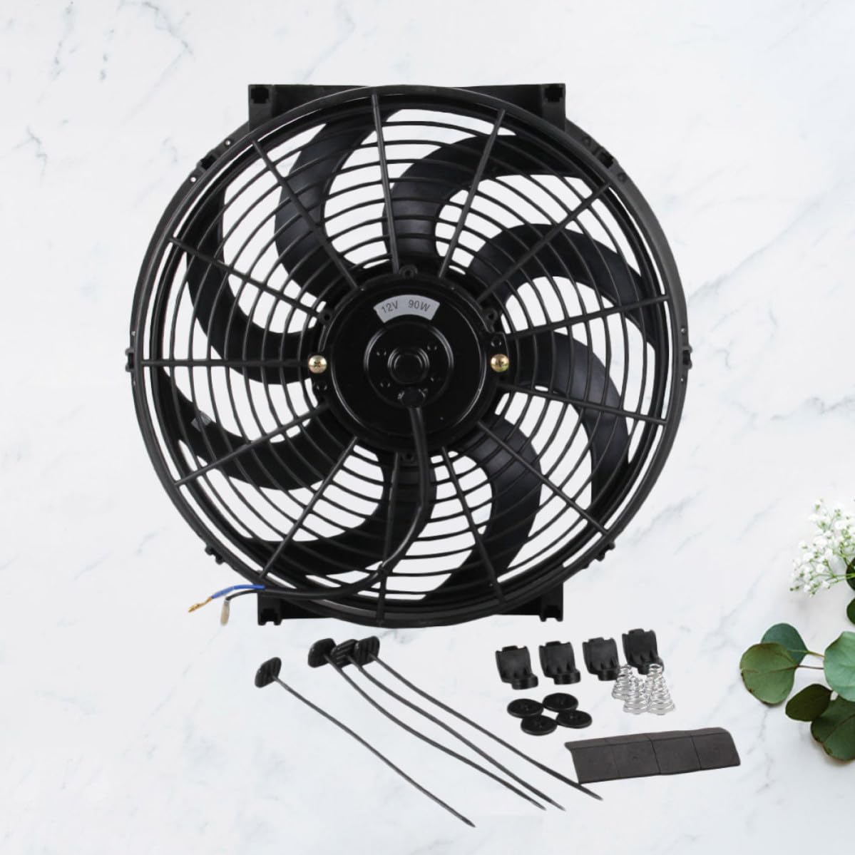 Levemolo Ventilatore Raffreddatore per Auto in Abs Nero, Funzione Pusher o Puller e Regolazione Temperatura per Festa Estiva e Raffreddamento Motore Efficiente