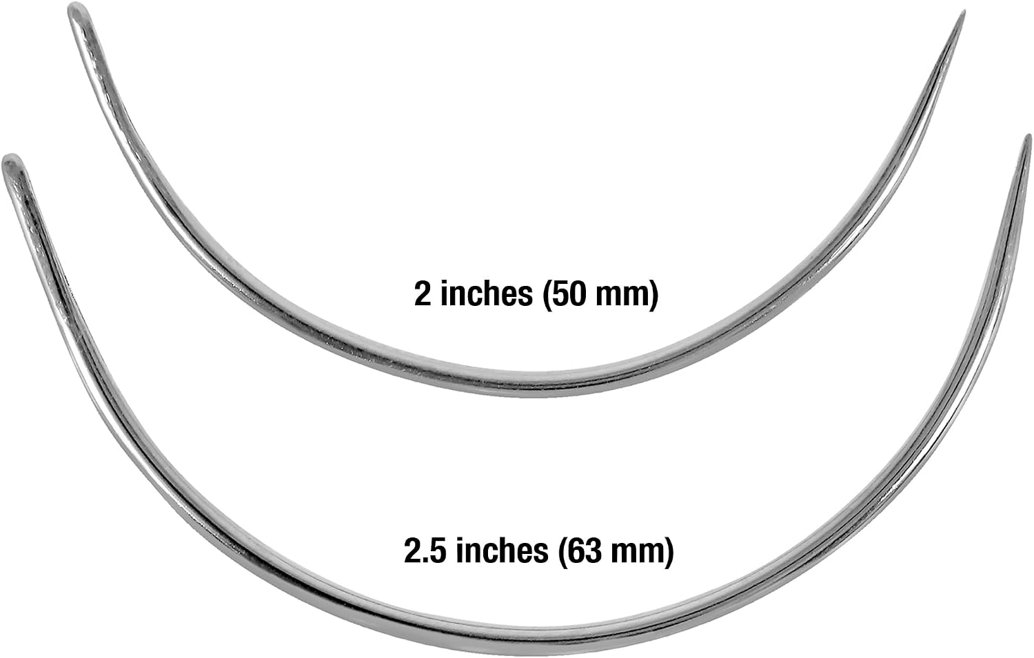 SINGER Curved Quilting Needles Set - Rust-Resistant Nickel-Plated Steel, 2" & 2.5" Hand Sewing Needles for Upholstery, Quilting & Crafts, 4pc