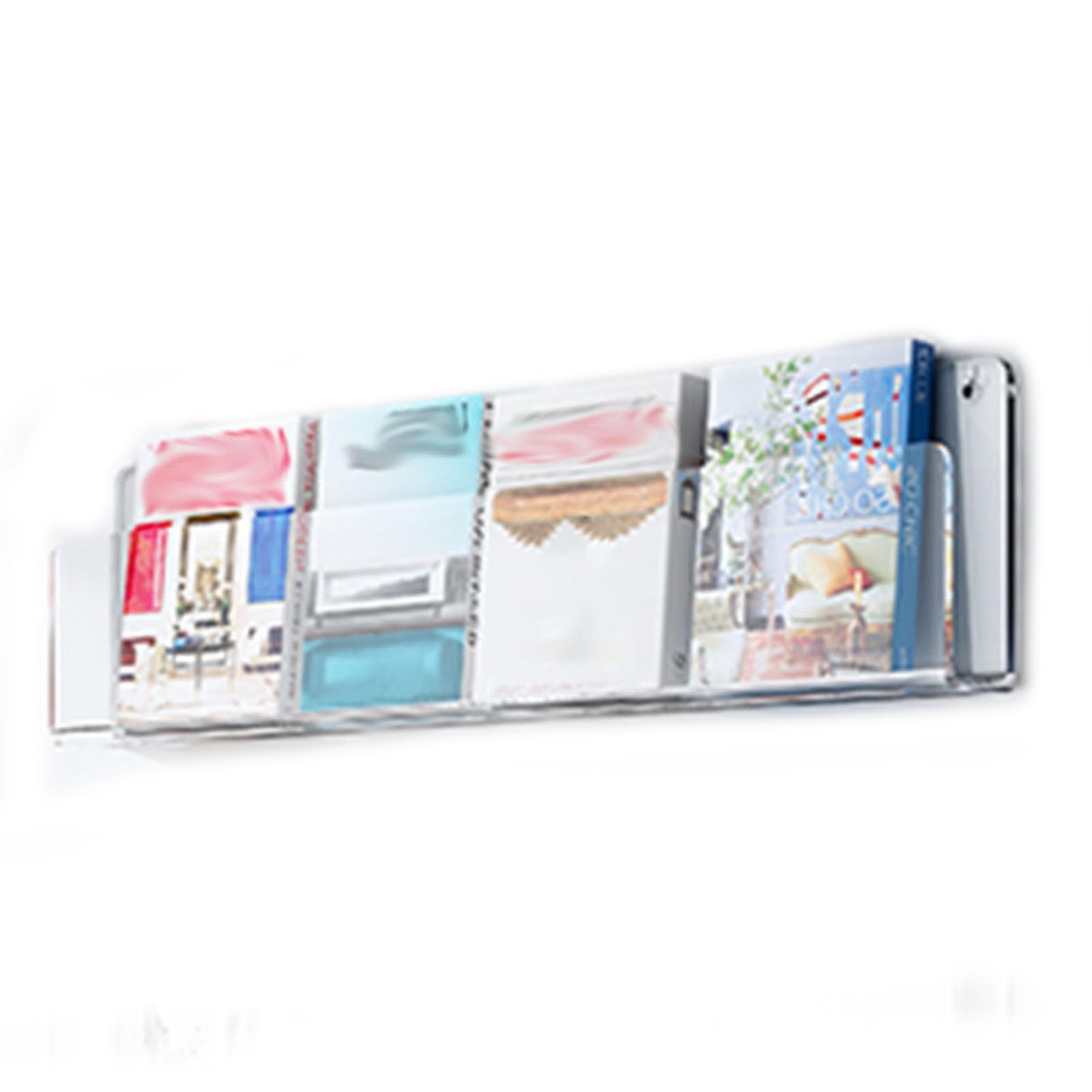 Fhslkxim 1 Pack Clear Clear Acrylic Wall-Mounted Magazine Holder - Stylish Literature Display Stand For Home Office, Versatile Brochure Rack For Books, Comics, Catalogs & Records - Space-Savin,,W 80Cm/31.5In