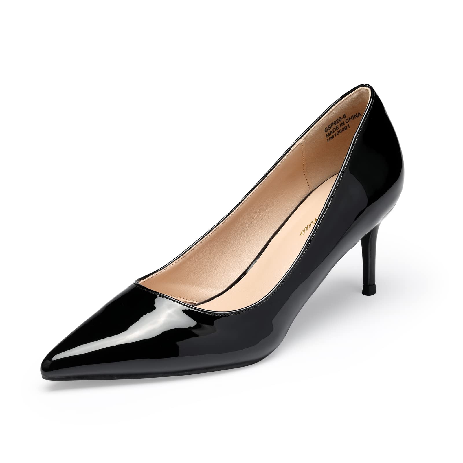 GENSHUOLow Heel Pumps for Women Closed Toe Slip On Stillettos Heels Dress Shoes