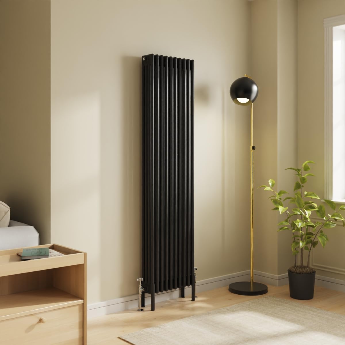 Nrg Black Traditional 4 Column Vertical Radiator 1800X470mm Central Heating Radiators
