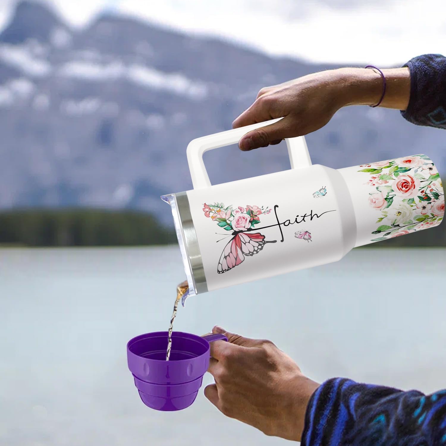 Christian Gifts For Women Religious Gifts Encouraging Inspiration Gift - 40 oz Christian Tumbler With Handle Faith Tumbler Cup With Straw Christian Travel Coffee Mug With Lid - Image 4