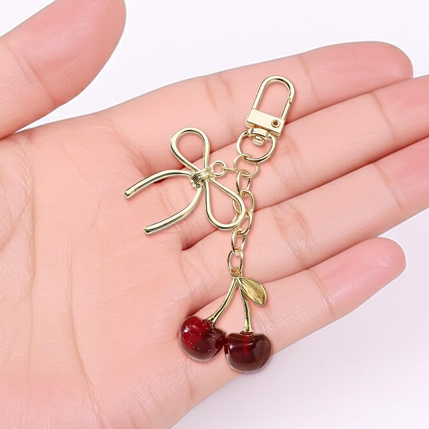 Cute Cherry Keychains for Women Girls,Purse Bag Charms for Handbags,Car Key Chain Backpack Accessories - Image 5