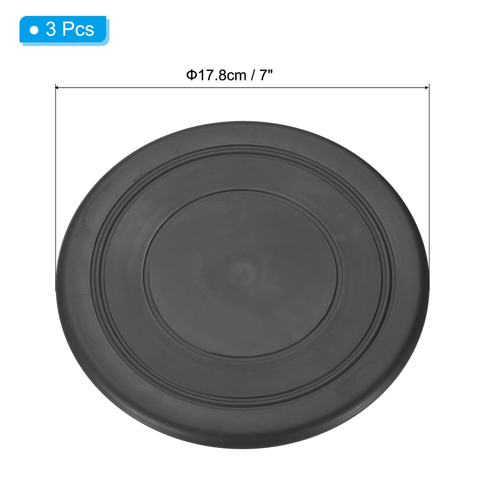 PATIKIL 7 Inch Flying Disc, 3Pcs TPR Flying Discs Soft Waterproof for Adults Outdoor Playing Sport Black - Image 2