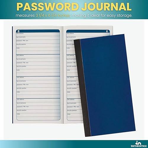 Miniatura 2 de 1InTheOffice Libro de guardián de contraseñas, diario de contraseñas, organizador de contraseñas para nombres de usuario, inicios de sesión y