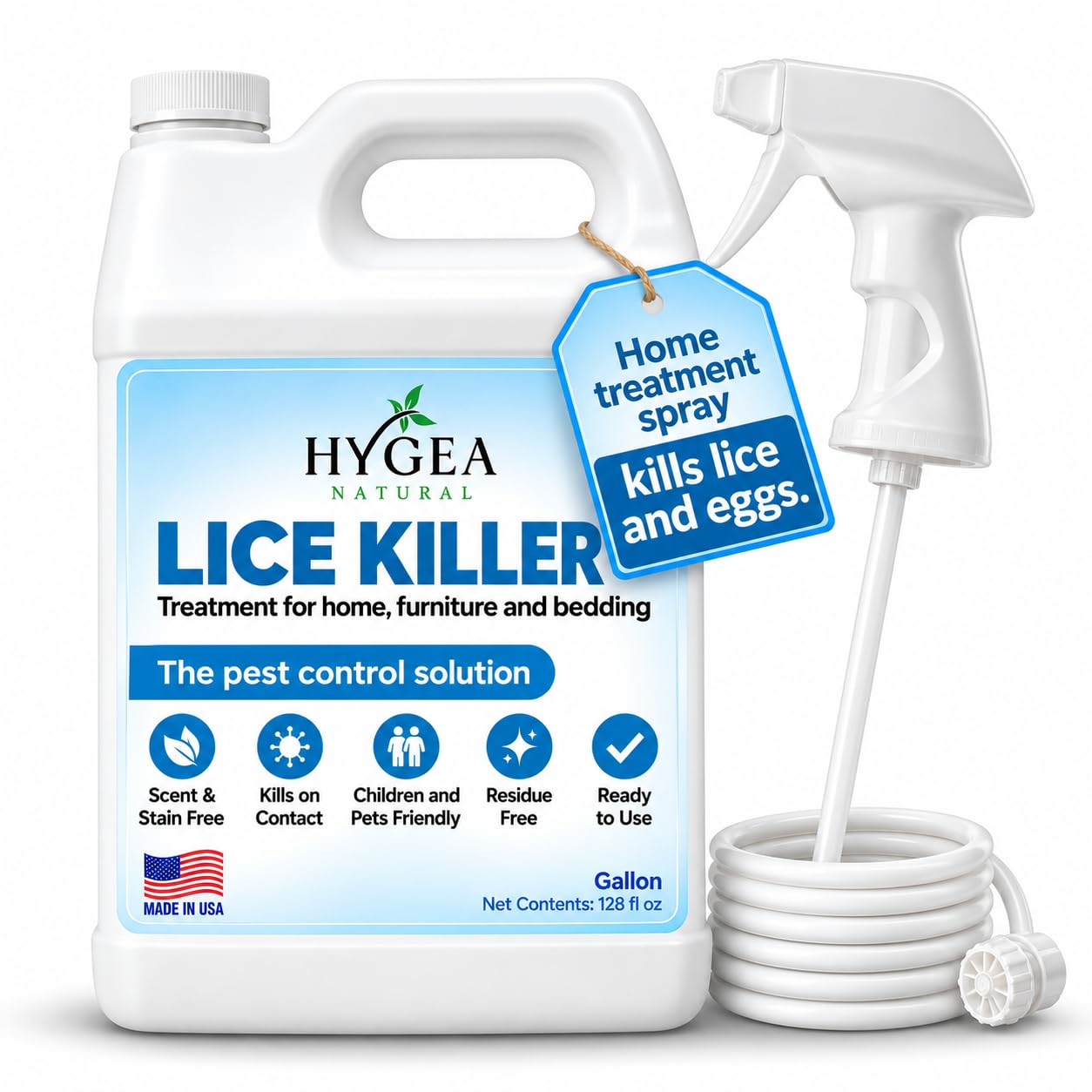 Hygea Natural Lice Killer Spray for Home &amp; Furniture 128oz Gal | Unscented