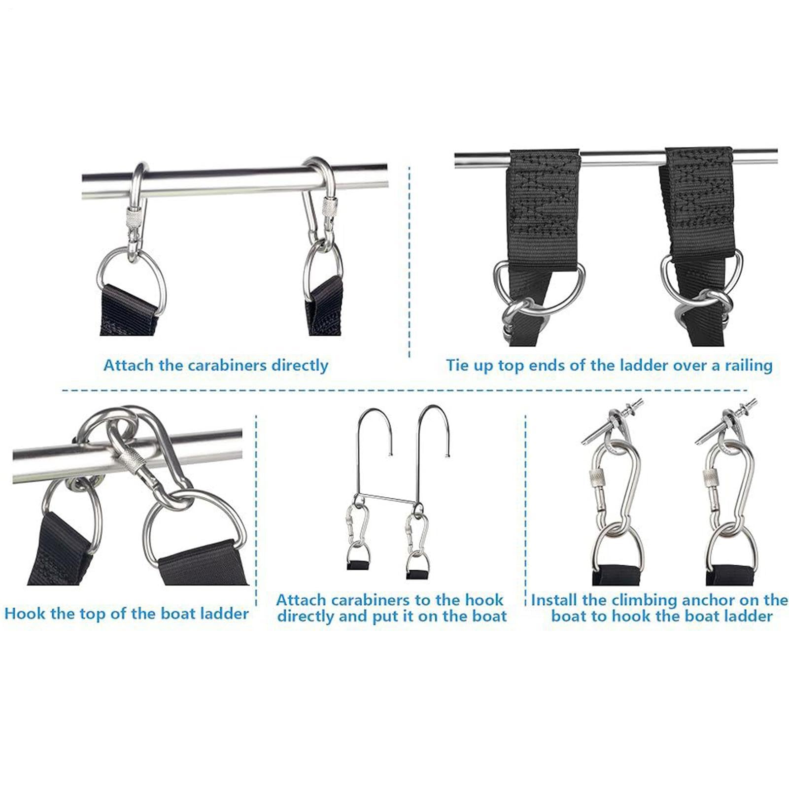 Strickleiter für Boot - 55,12 Zoll 4-Stufen-600lbs Kletterleiter | PP Ponton-Bootsleiter aus Edelstahl, Marine Zubehör für Outdoor-Abenteuer, Reisen Kajak Kanu Yacht Wassersportaktivitäten Swi