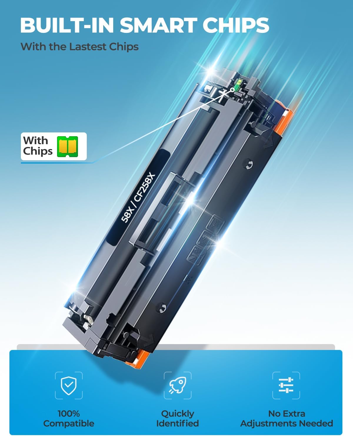 58X CF258X Toner Cartridge Black 2 Pack with Chip Compatible for HP 58X CF258X 58A CF258A Toner Cartridges Replacement for Laserjet MFP M428fdw M428fdn M428dw M404 M428 Pro M404n M404dn M404dw Printer