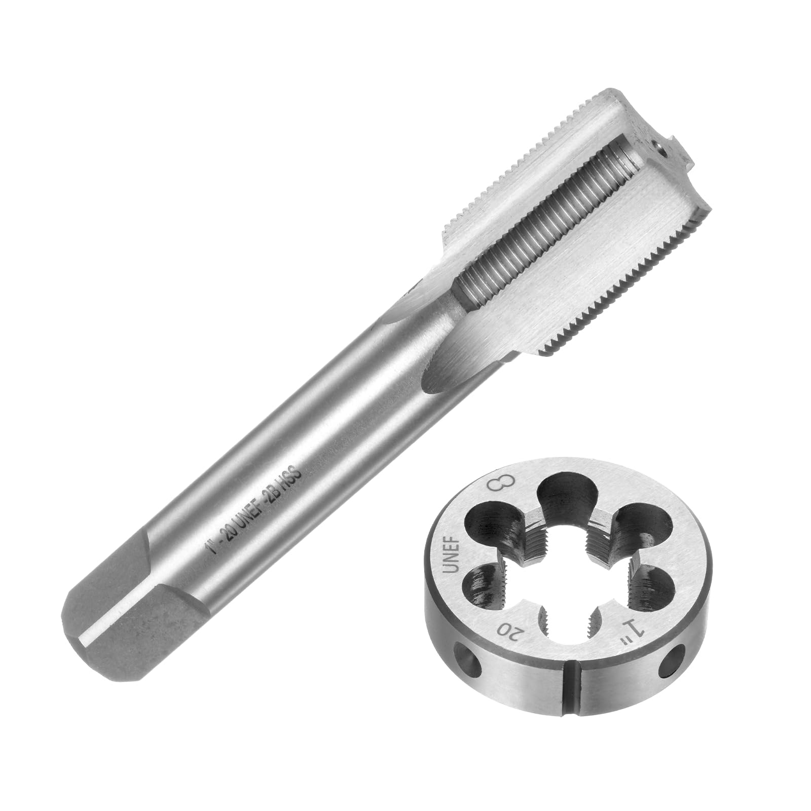 QUARKZMAN Set di 2pz Maschio e Filiere, Metrico 1-20 UNEF Maschio Filettatura e Filiere Rotondo, Kit di Attrezzi per Filettatura e Maschiatura per Riparazione di Dadi Viti