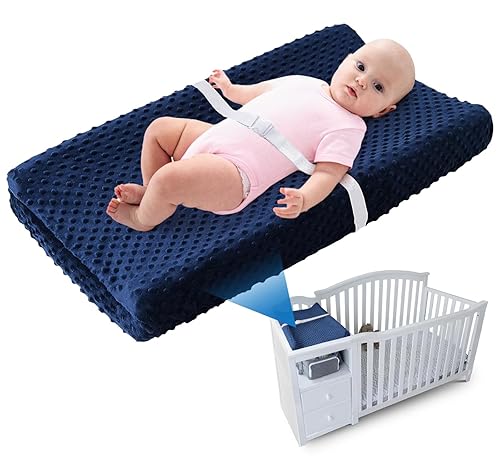 LOONAH Cambiador pequeño compacto con funda, cambiador de pañales contorneado de 27 x 16 pulgadas para cuna combinada con cambiador, impermeable e