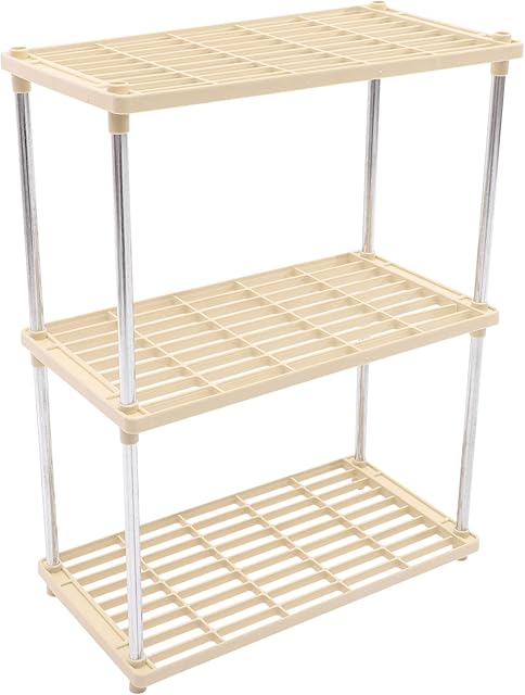 YARNOW 3- Tier Storage Shelf Plastic Shelving Unit Free Standing Rack Organizer Tool Holder Plant Stand for Kitchen Bathroom Laundry Narrow Places Shoe White