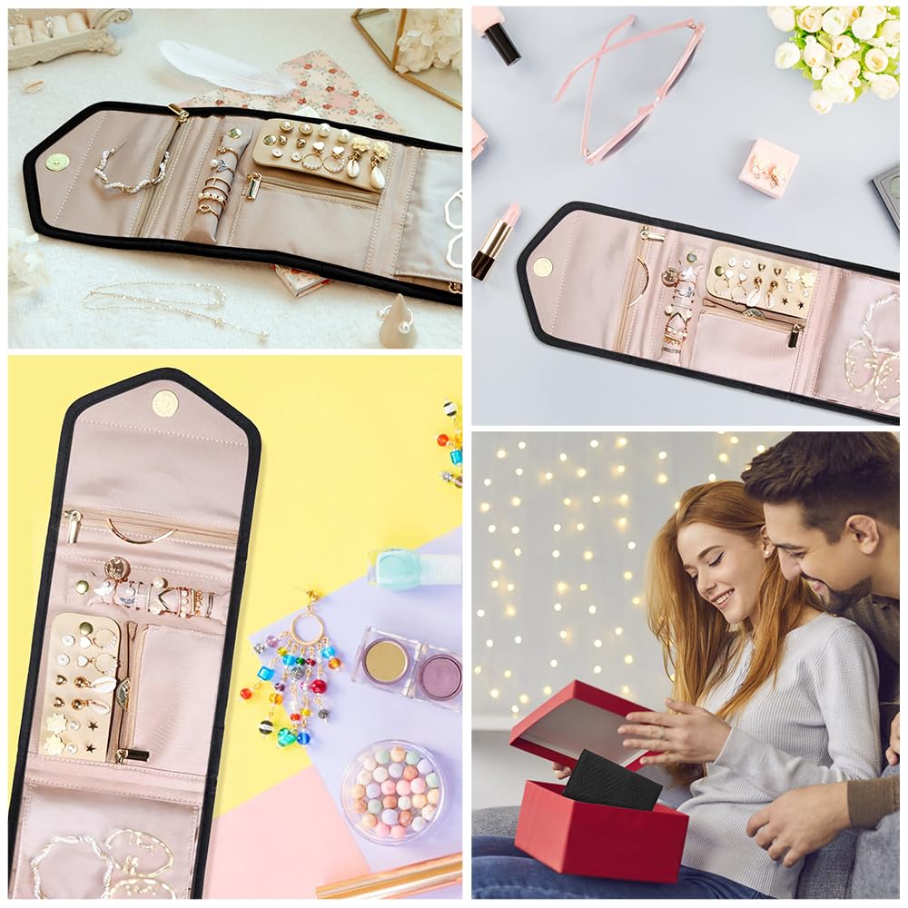 Organizer Da Viaggio Per Gioielli - Borsa Pieghevole Con Chiusura Magnetica Per Anelli, Orecchini, Ecc. - Foto 4