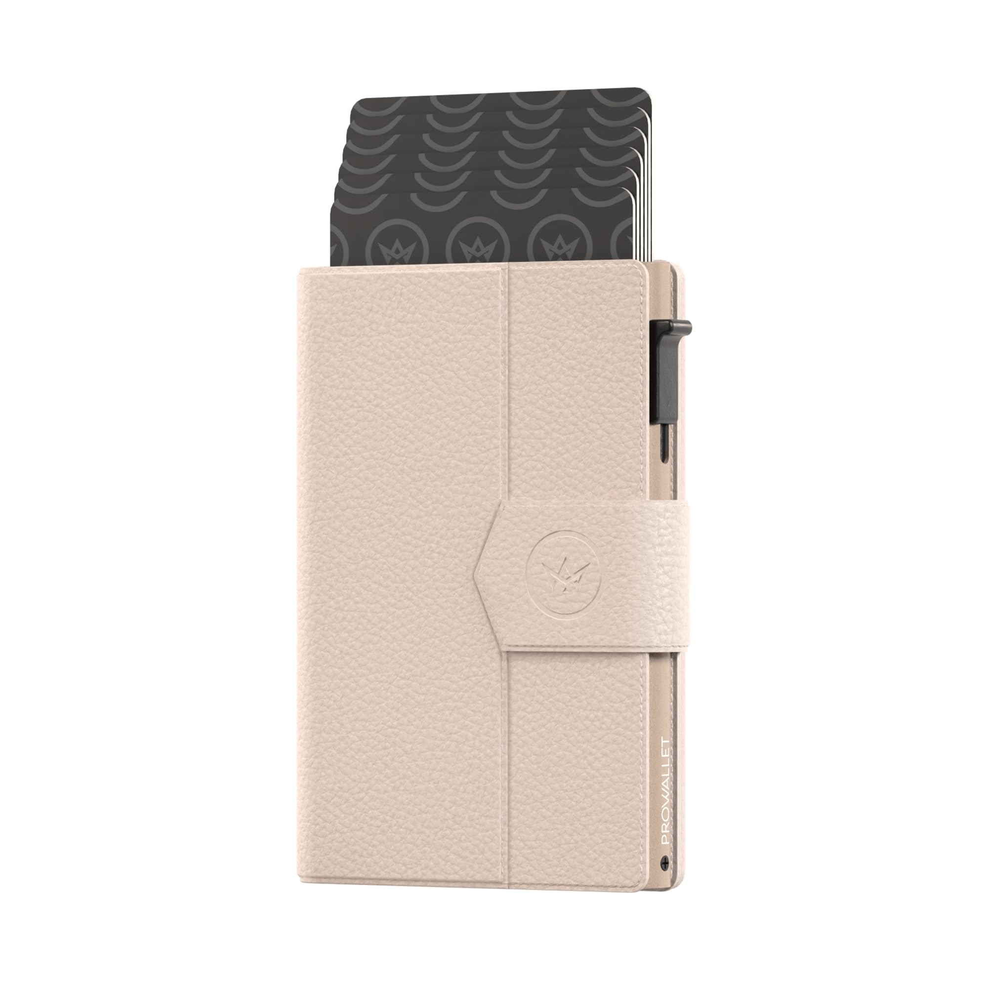 Kartenetui Plus Schwarz – 8 Karten, Scheine und Münzen – Kartenetui mit Reißverschluss – RFID – Kleines Kreditkartenetui – Stilvolle Geldbörse – Herren & Damen - Slim Wallet (Pebble Ecru)