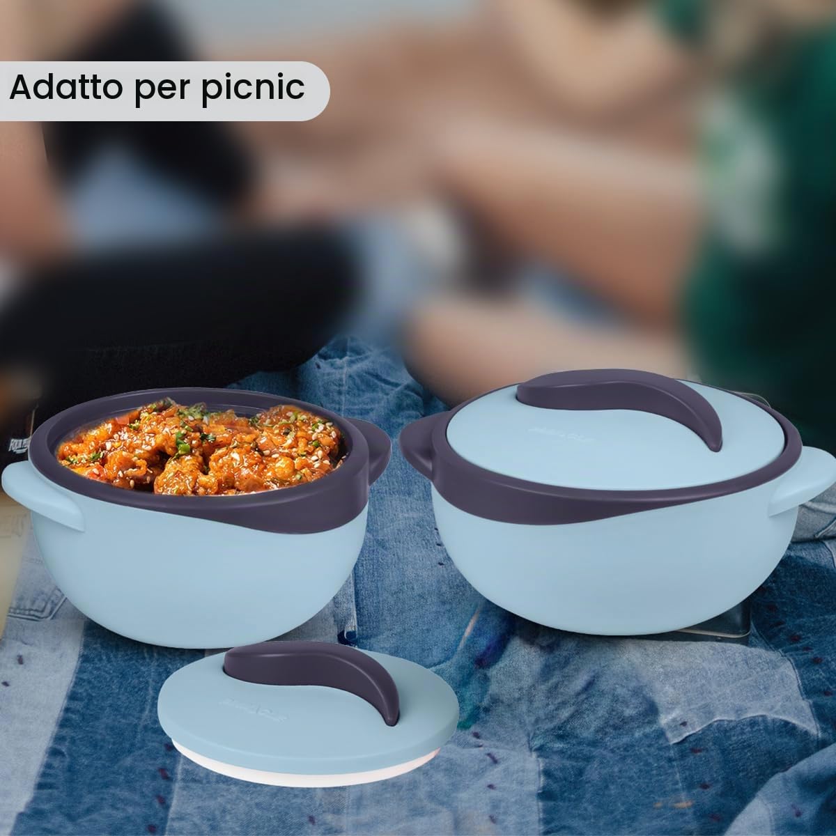 Pinnacle - Casseruola isolata con coperchio, set da 3 pezzi, 2,6/1,5/1 qt. Scaldavivande termiche per zuppa/insalata, contenitore per alimenti caldi in acciaio inox, set regalo per mamme - Vacanze