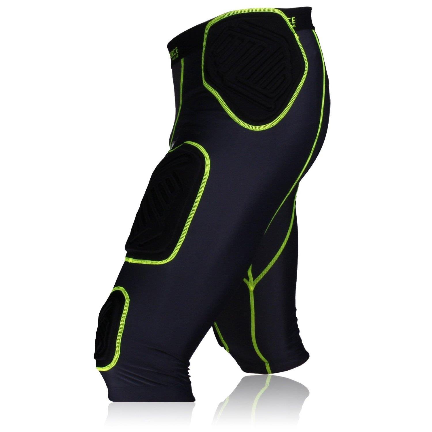 Full Force American Football Unterhose Shocc Lite 7 Pocket Pad, schwarz/neon grün, Gr. S-2XL