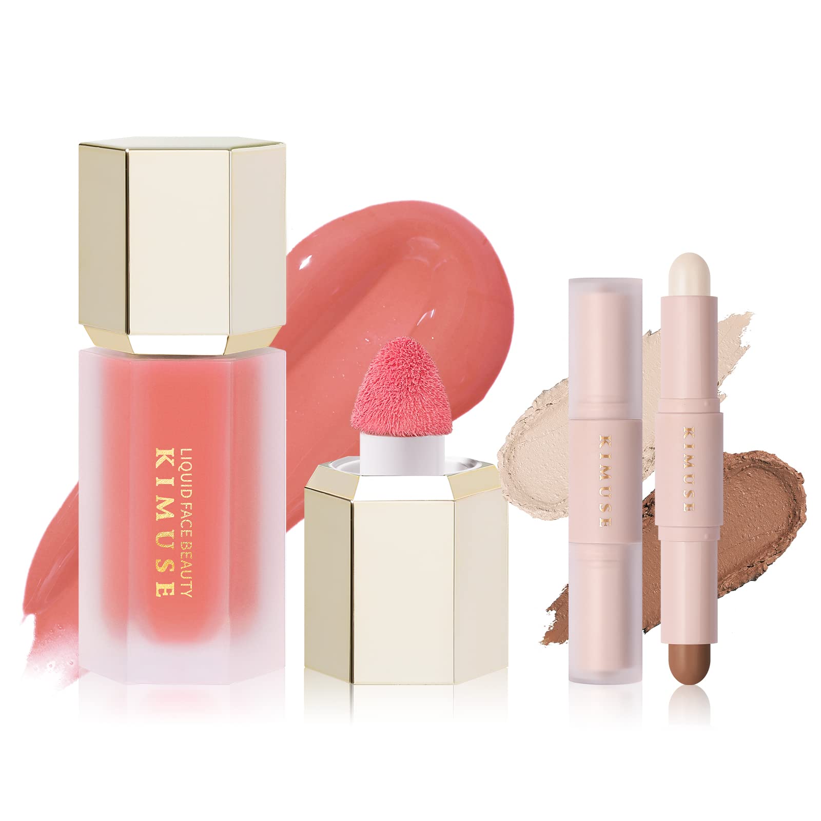 KIMUSE Soft Cream Blush Makeup & 2 Color Dual Cream Contour Stick