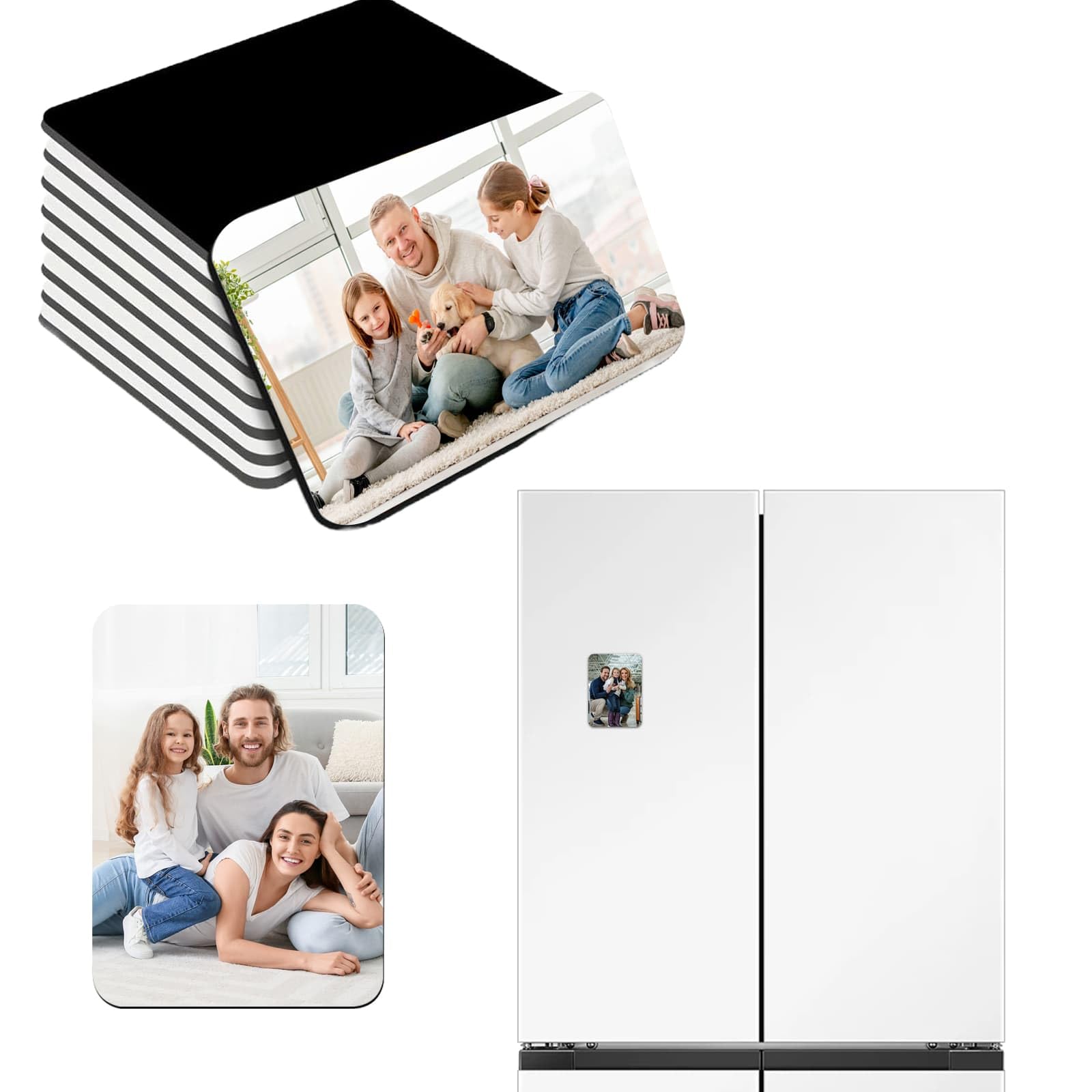 Sublimation Magnet Blanks Fridge 40pcs,6CM×9CM Personalised Sublimation Fridge Refrigerator Blank Magnetic Sticker Bright Prints for Home Office DIY Kitchen Microwave Wall Door Decor