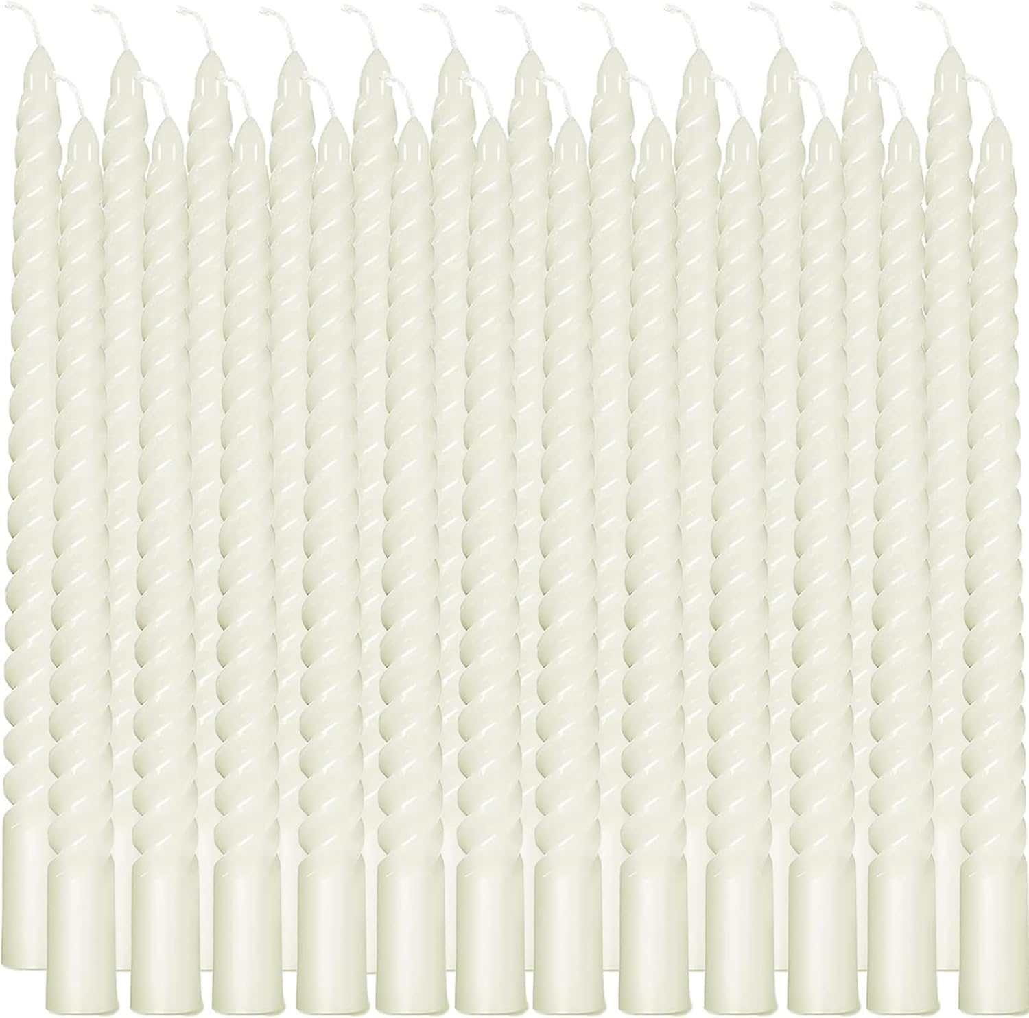 Spymero 24 Pcs Spiral Taper Candles, 10 Inch, White