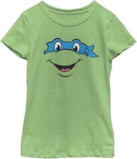 Nickelodeon Little Teenage Mutant Ninja Turtles Leo Big Face Girls Short Sleeve Tee Shirt