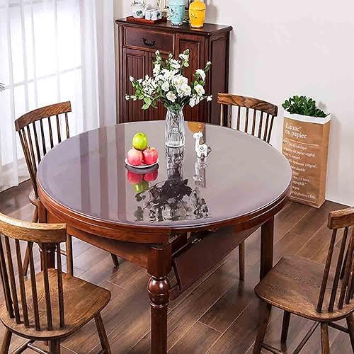 Protector de mesa redondo de PVC transparente de 0.069 pulgadas de grosor, de vinilo, impermeable, de plástico, anti-calor, manteles transparentes
