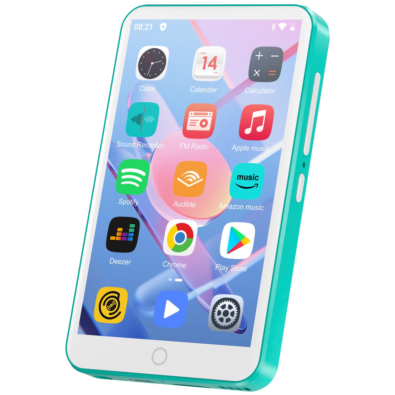 Lecteur MP3 avec Bluetooth et WiFi, Oilsky 80GB 4'' Android 9.0 Lecteur de Musique, MP4 à écran Tactile 1080P, Mp3 Portable avec Spotify, Audible, Deezer (Cyan)