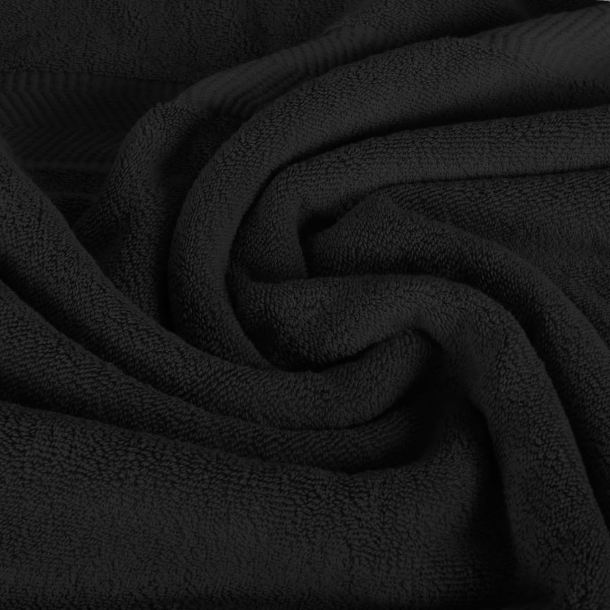 Toalla de baño de rizo de algodón, toalla de mano y paño de lavado, toalla de felpa suave absorbente para baño, ducha, negro, juego de 4