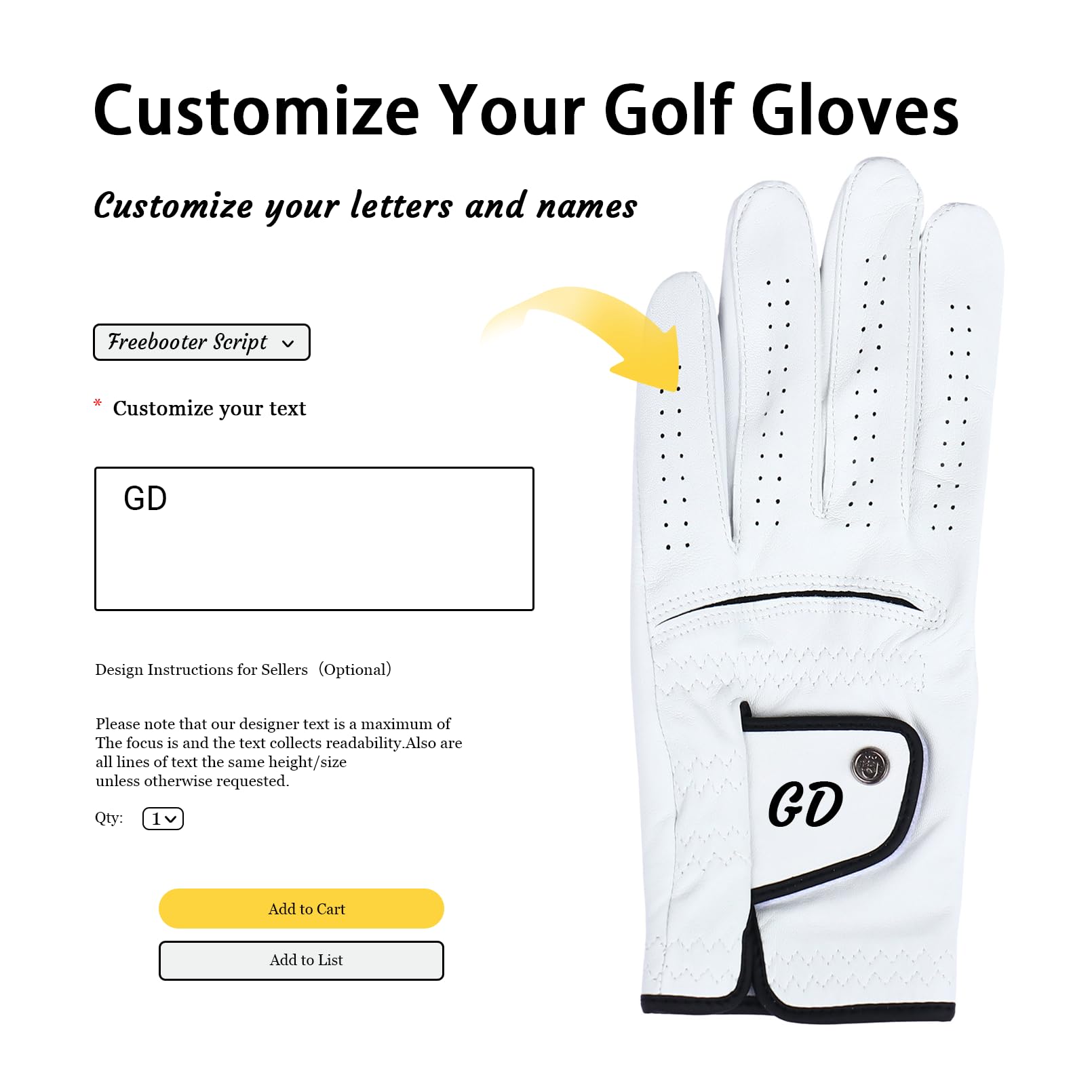 Dinikally Personalized Golf Gloves, Custom Name Golf Glove, Ideal for Father's Day and Golf Enthusiasts (23#)