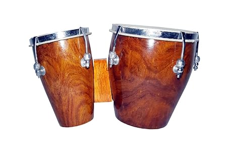 GT manufacturers Professional Two Piece Hand Made Wooden Bango Drum Set sheeshmi (Brown)