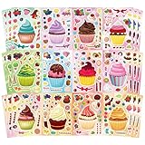 36 Sheets Cupcake Make a Face Stickers, Make Your Own Stickers Mix and Match Ice Cream and Cupcake Sticker Sheets, Cupcakes Sticker for Kids, Classroom Activities, Crafts Cupcakes Party Decorations