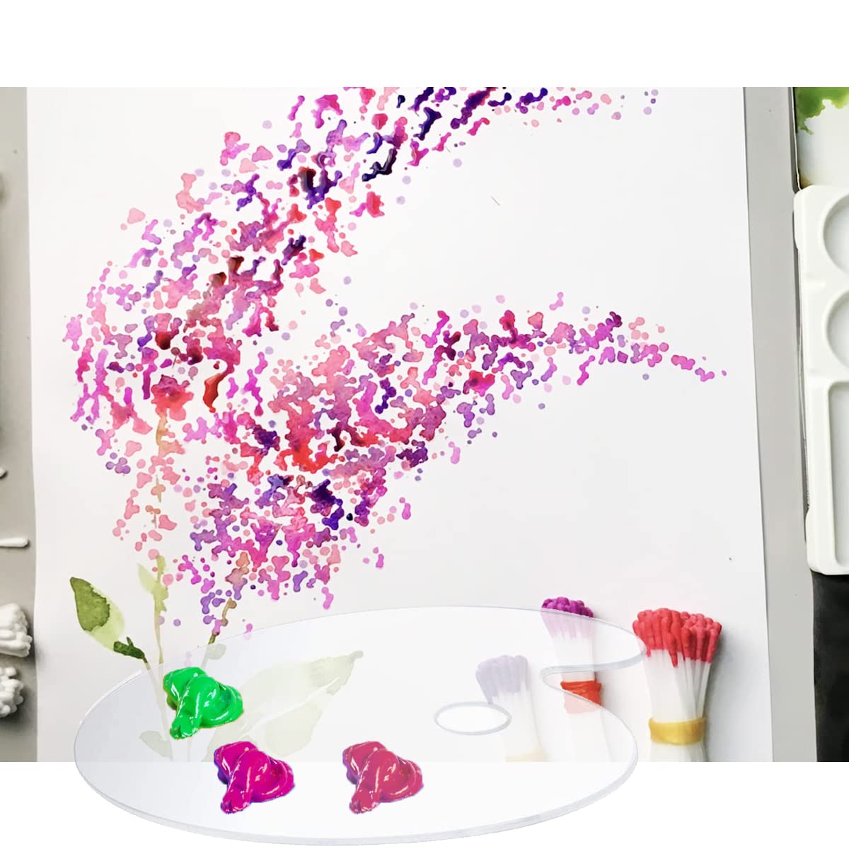 HONGECB Klare Acryl Malpalette Oval | Mit Daumenloch & 10 Fingerlingen | 20x30cm Für Künstler & Hobby