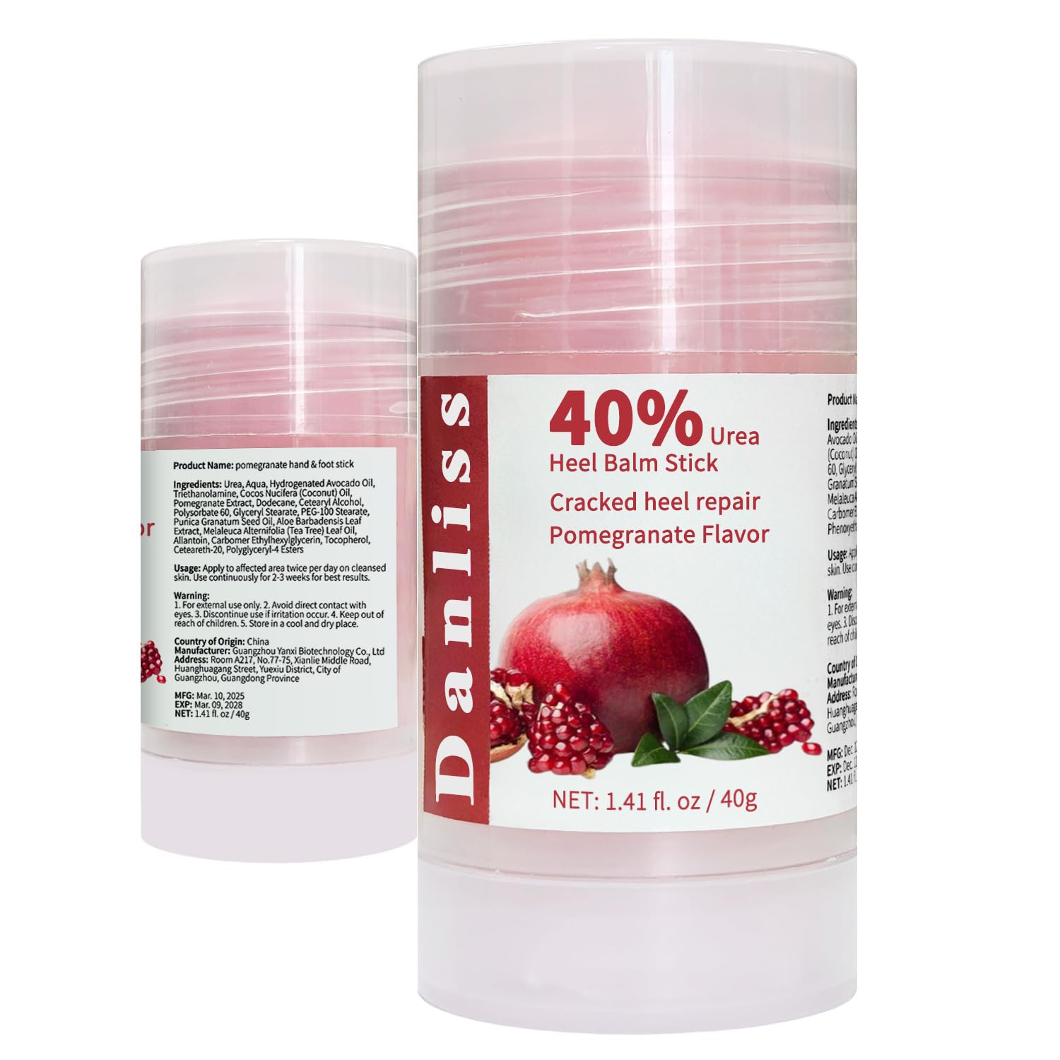 40% Urea Heel Balm Stick Intensive Cracked Foot Repair Miracle Foot Repair Cream for Calluses and Dry Feet Soothing Moisturizer Callus Remover 1.41 Oz (Pomegranate Flavour)