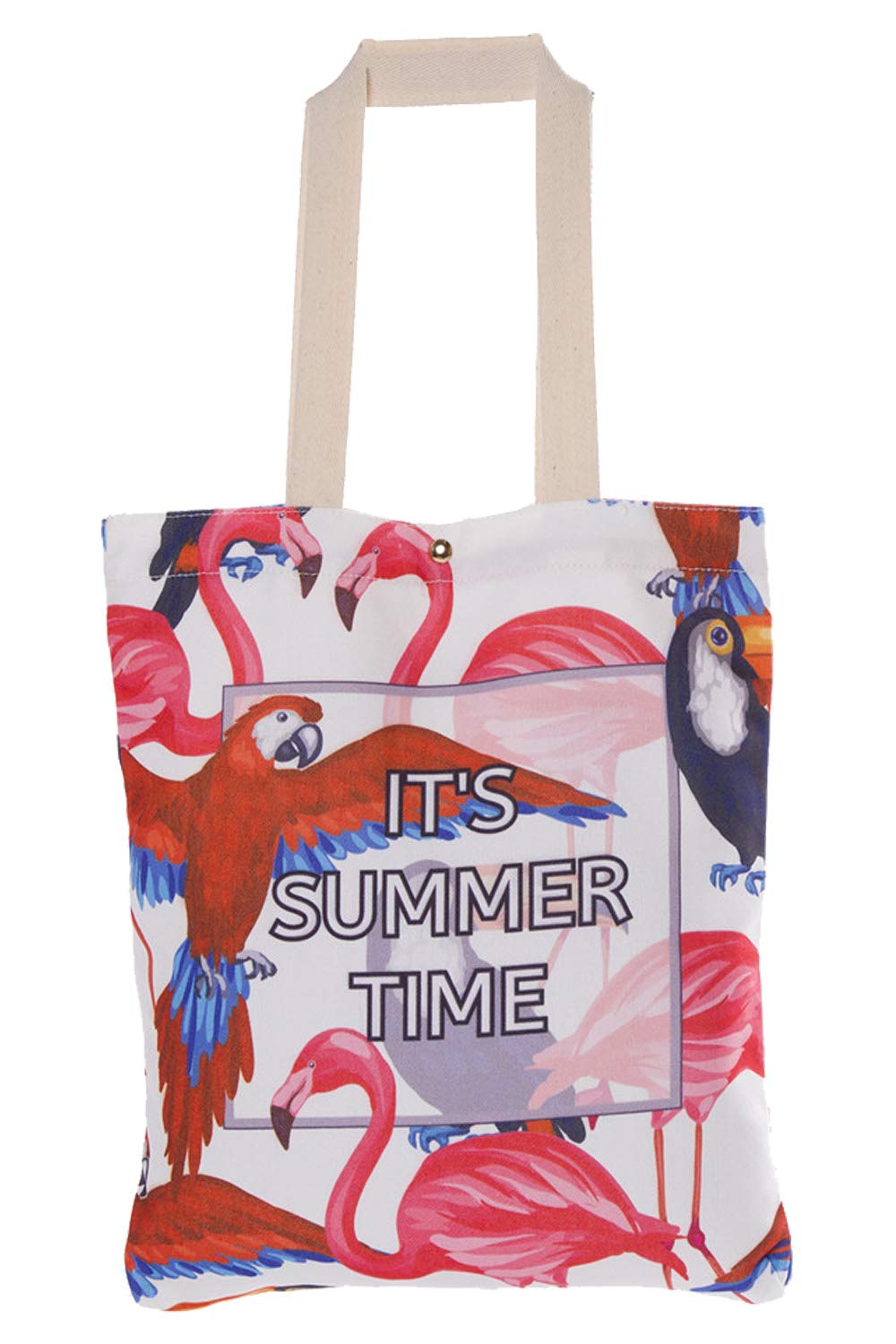 BYOS Eco Graphic Shoulder Tote Bag, Durable Canvas Cotton & Reusable for Shopping, Beach Picnic, Zipped & Snap Closure