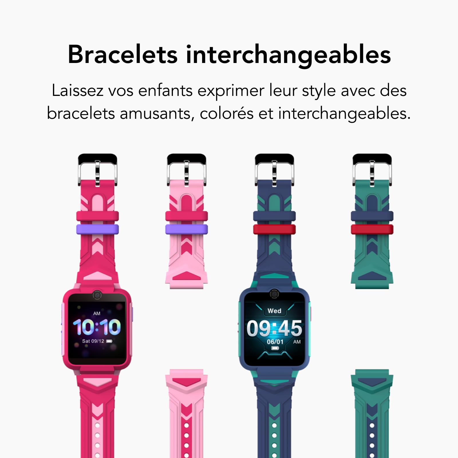 TCL MOVETIME Family Watch 2 - Montre connectée 4G pour Enfants, GPS, appels vidéo, Suivi d'activité, Bleu de Vitesse